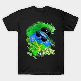 GREEN MAN BLUE EMOJI FACE DESIGN T-Shirt